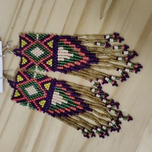 Beaded flowy hippie earrings